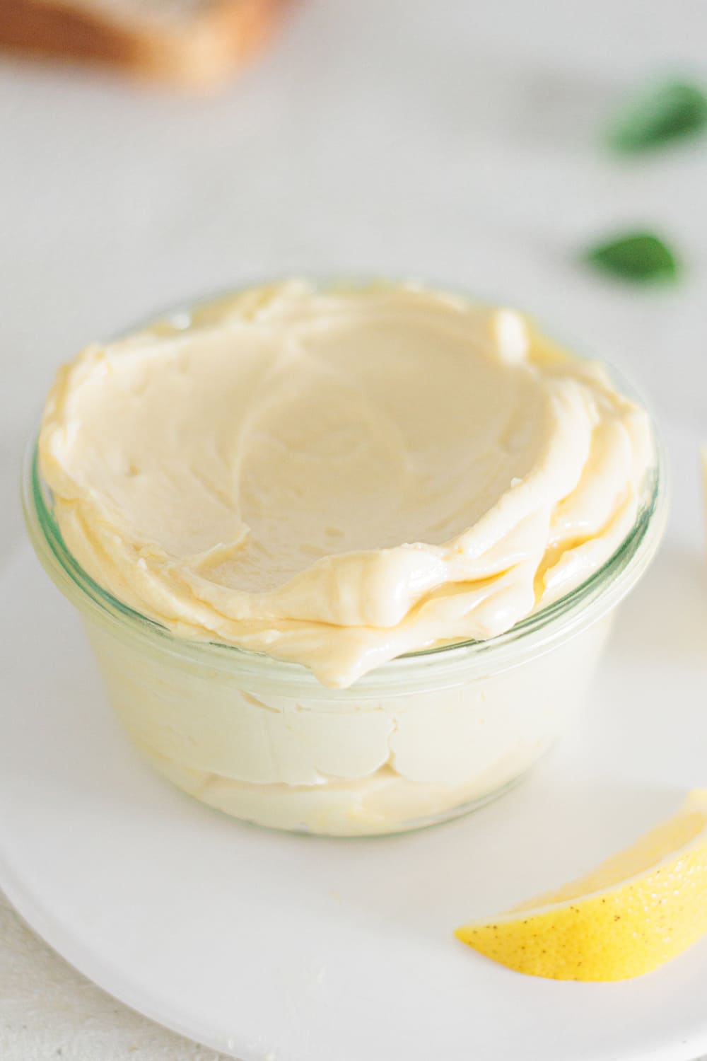 Thick and smooth keto mayonnaise ready to serve