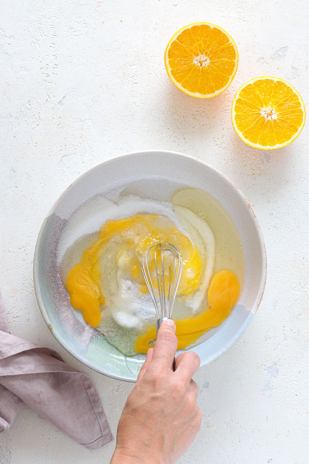 Whisking eggs and sugar together