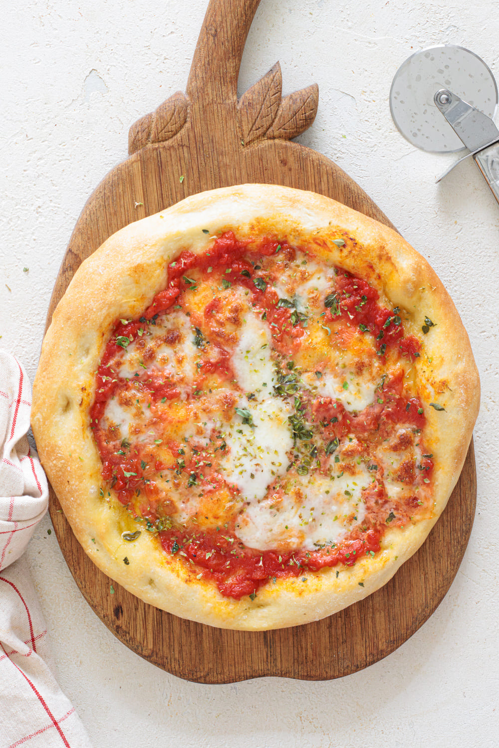 Whole baked pizza