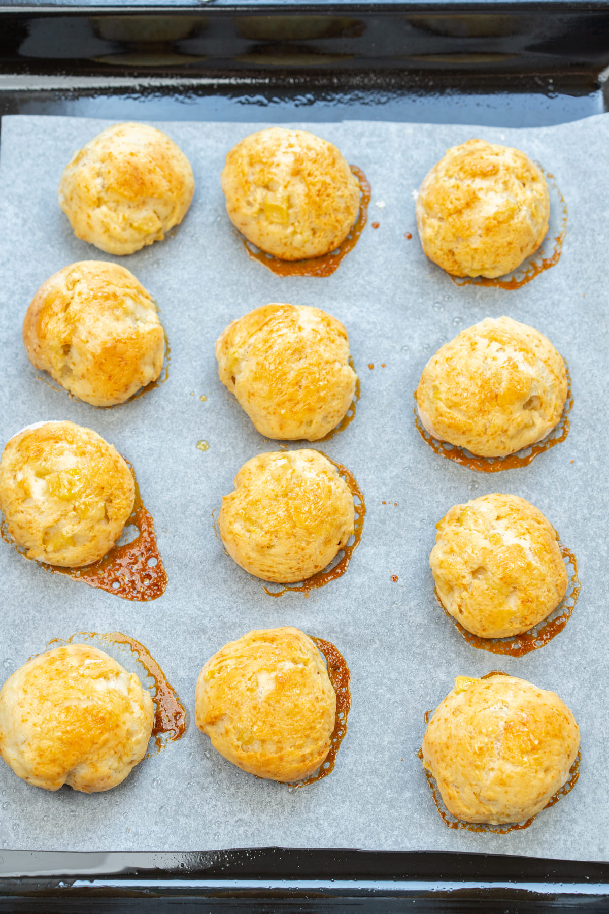Golden baked apple yogurt rolls fresh from oven