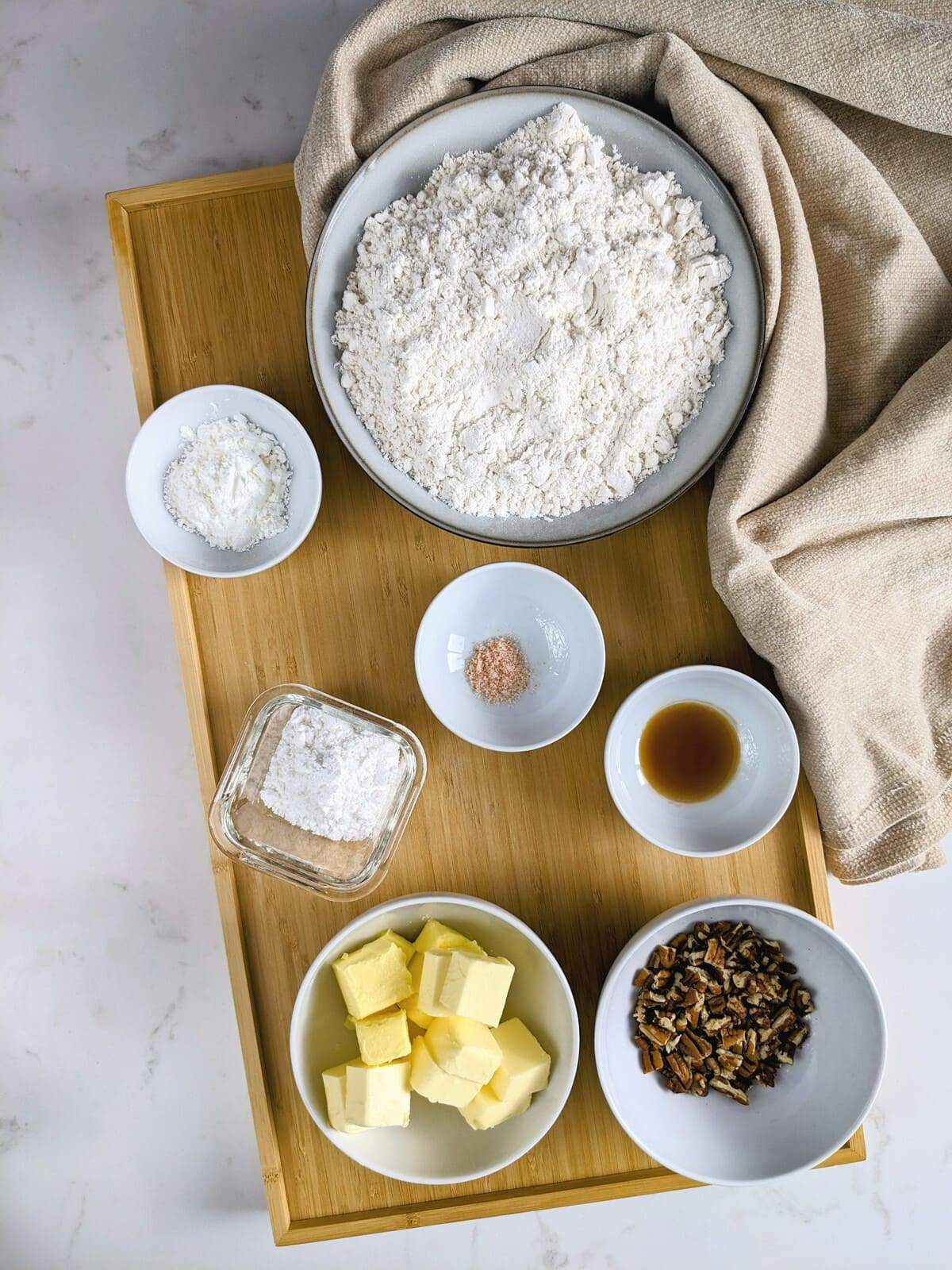 Ingredients for Christmas Snowball Cookies