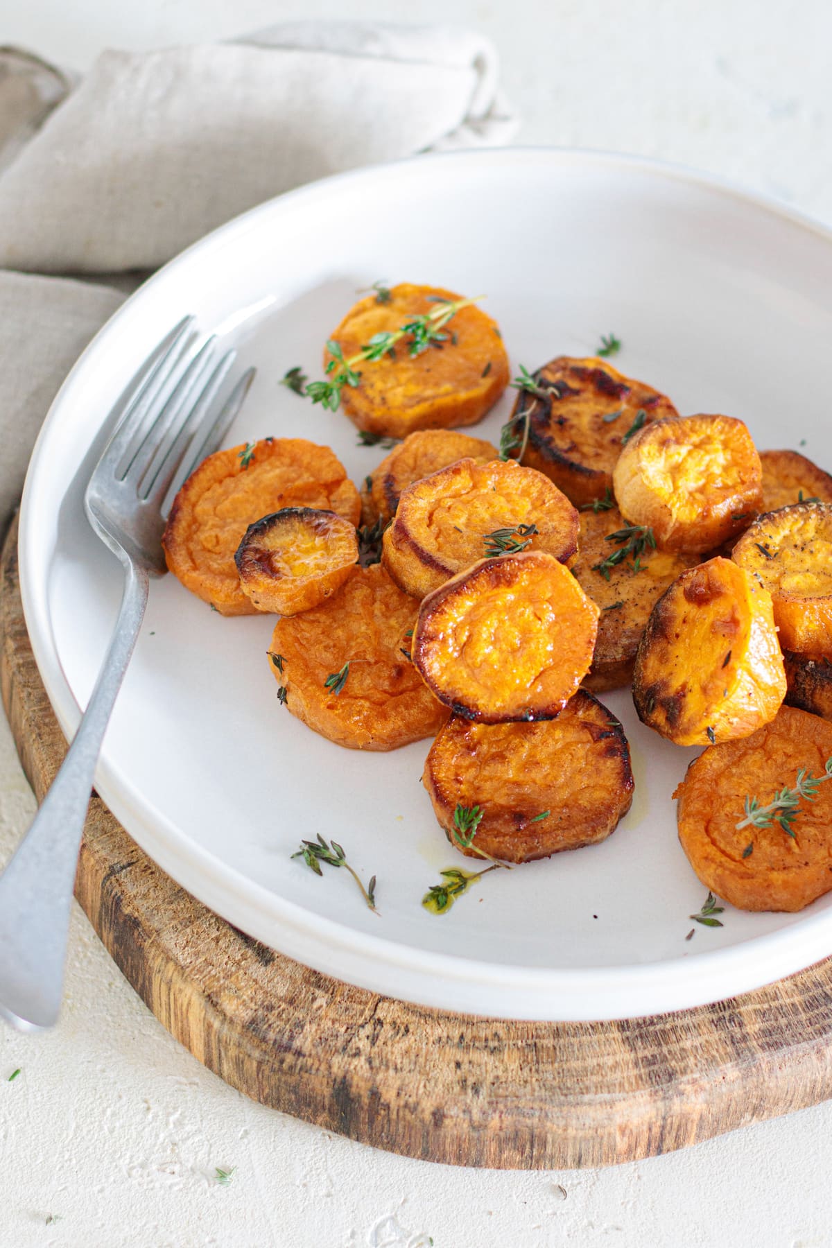 Crispy-edged sweet potato medallions ready to enjoy.