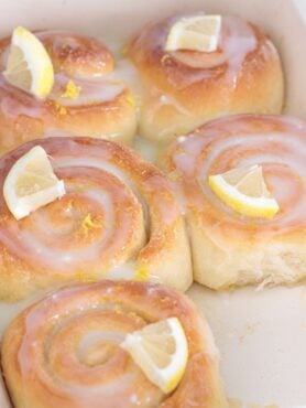 Lemon Sweet Rolls with lemon glaze and fresh zest.
