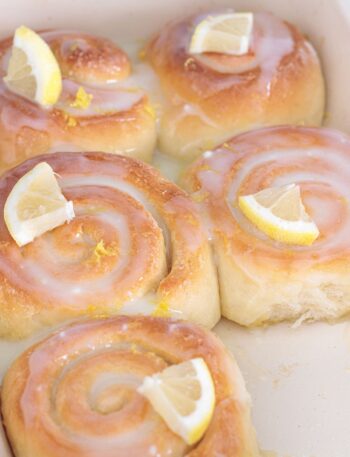 Lemon Sweet Rolls with lemon glaze and fresh zest.