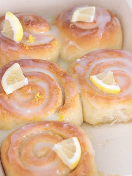 Lemon Sweet Rolls with lemon glaze and fresh zest.