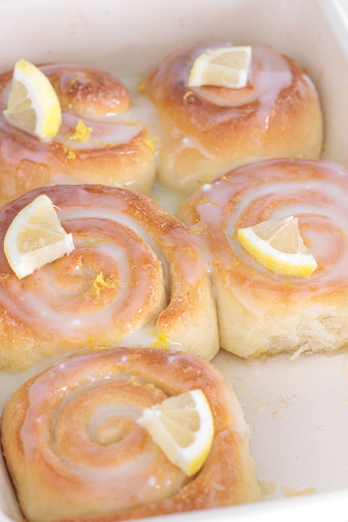 Lemon Sweet Rolls with lemon glaze and fresh zest.
