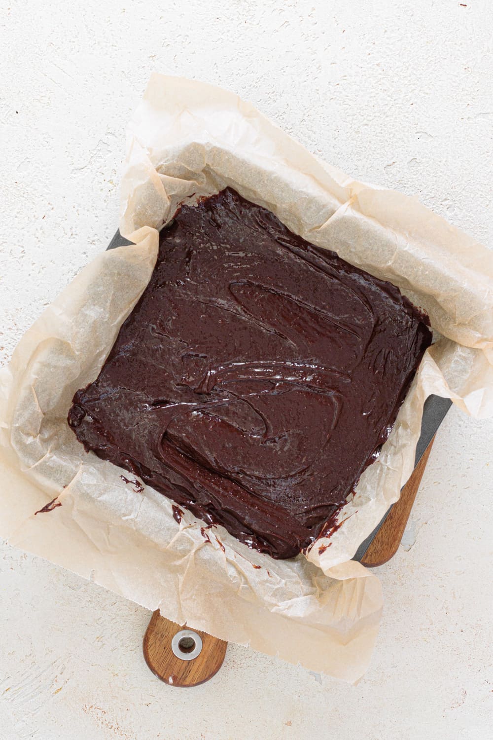 Spread two-thirds of the brownie batter evenly in the pan.