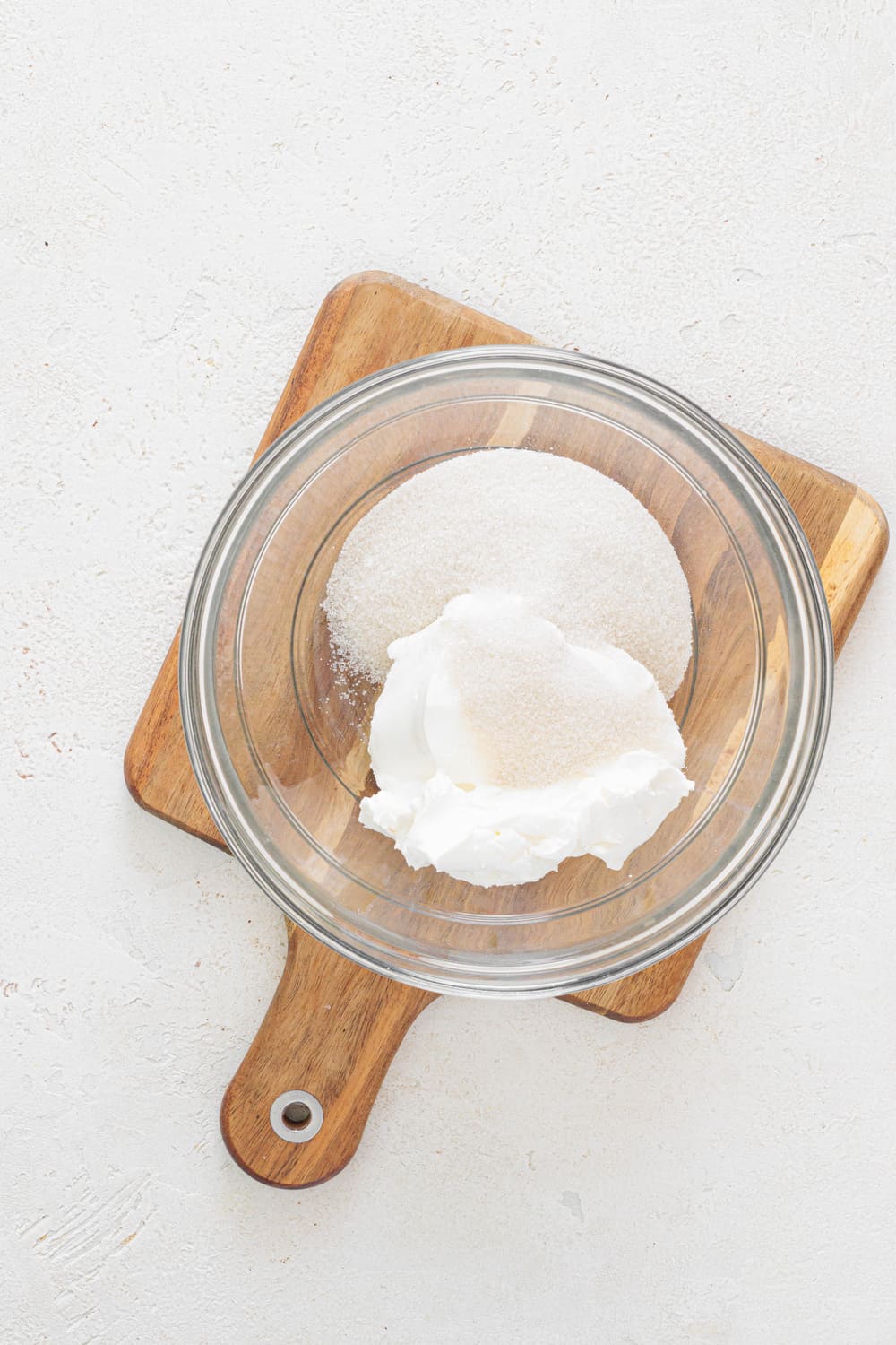 Mix the softened cream cheese with the sugar until fully incorporated.