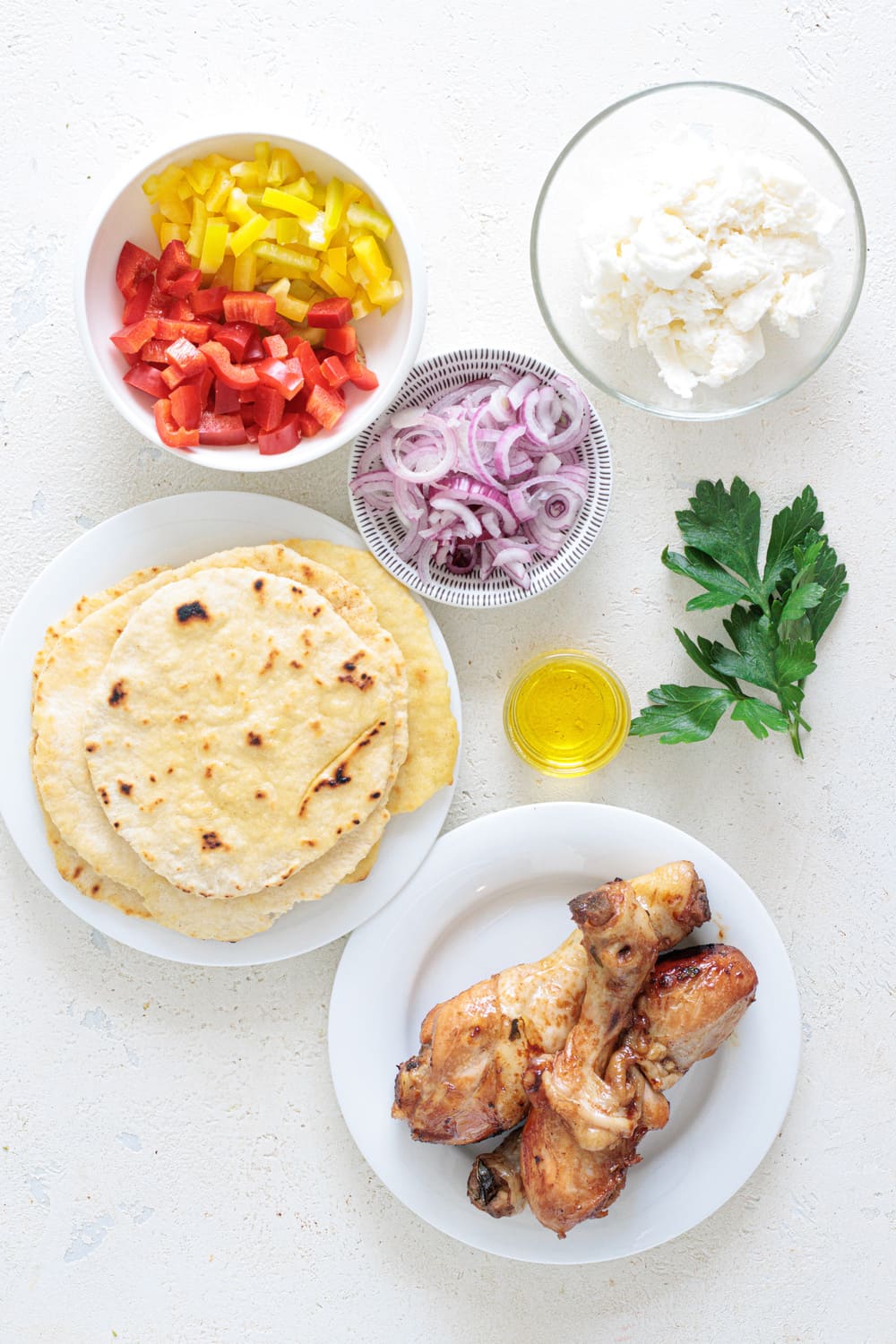Ingredients for the chicken flatbread pizza