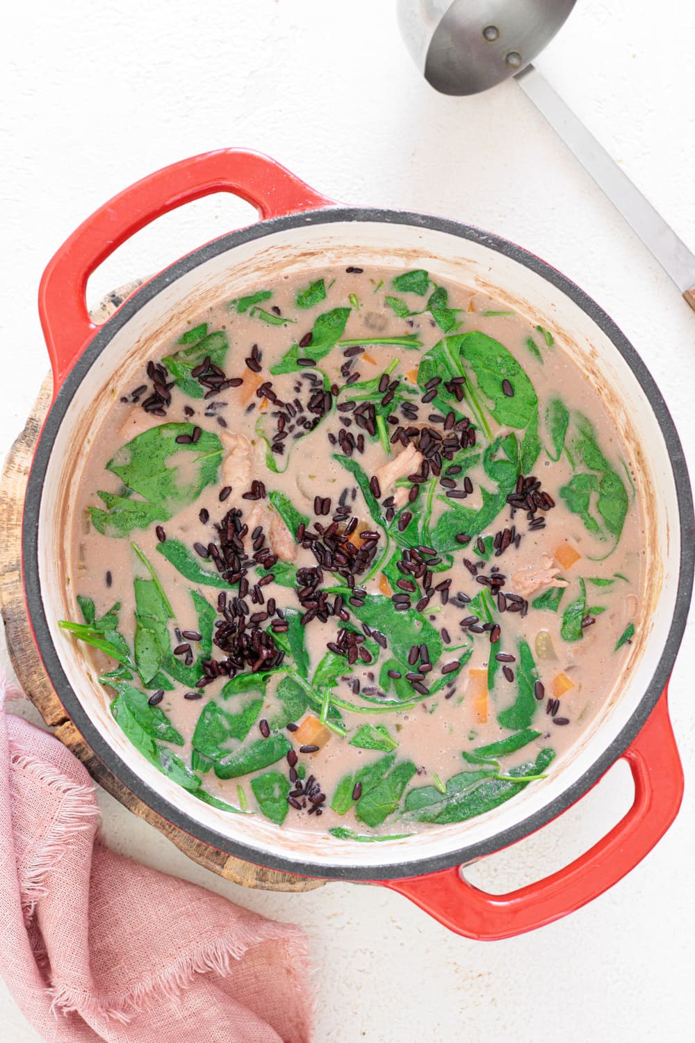 Chicken Wild Rice Soups with Baby Spinach