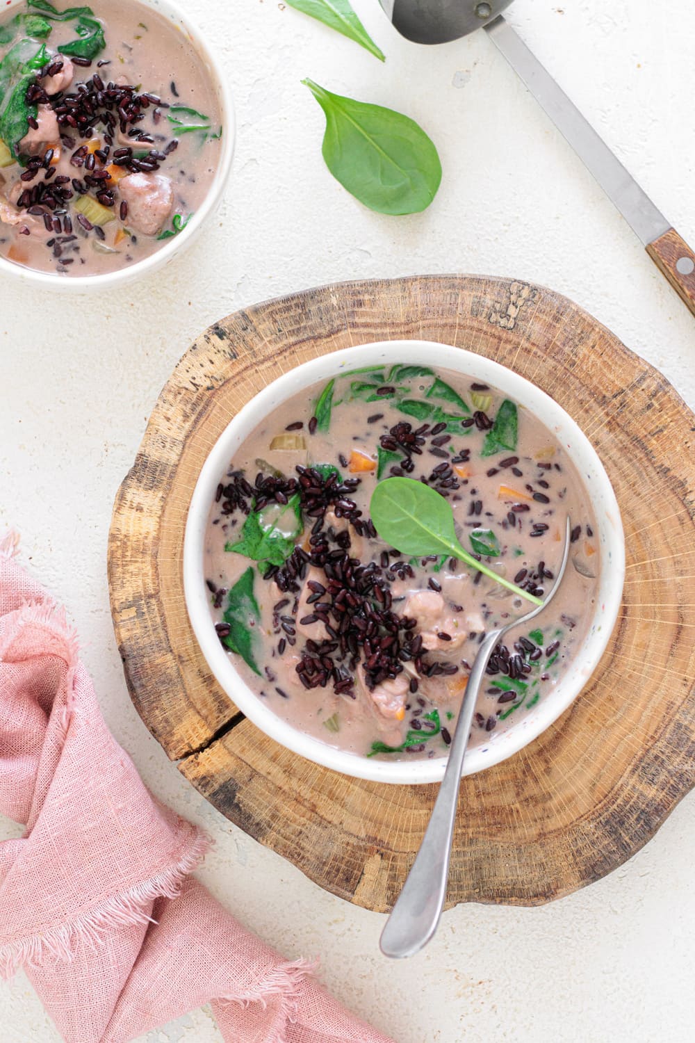 Chicken Wild Rice Soup with Baby Spinach
