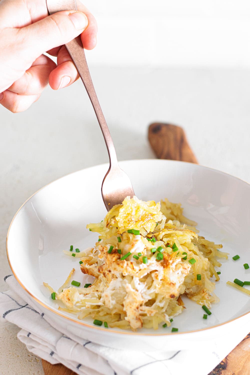 4-Ingredient Hash Brown Casserole with golden edges