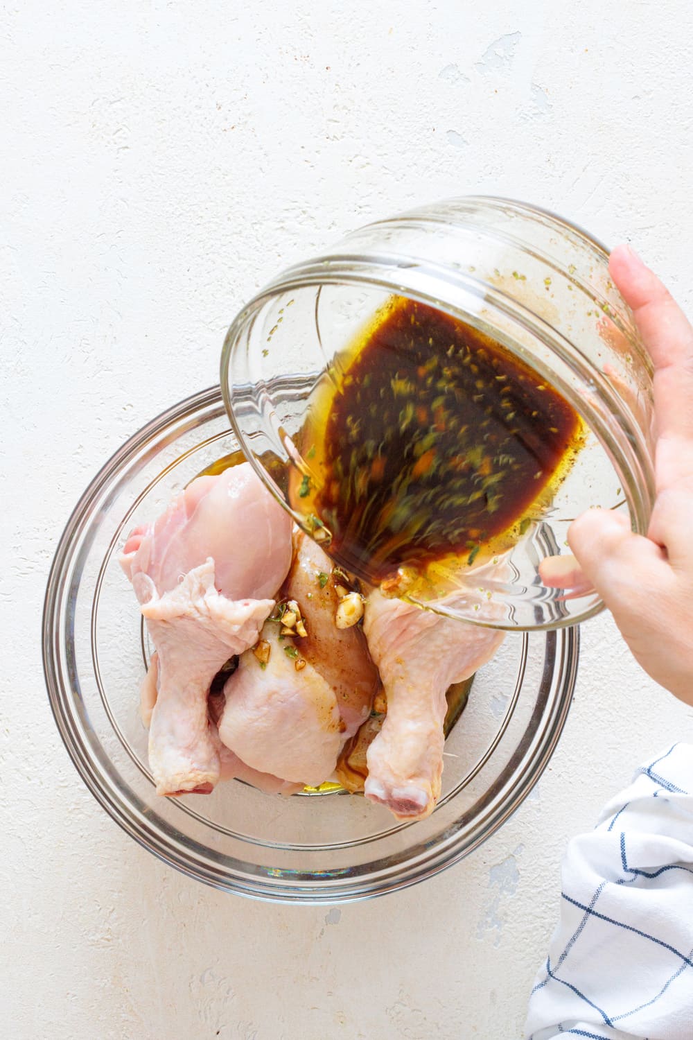 Add the marinade to the chicken.