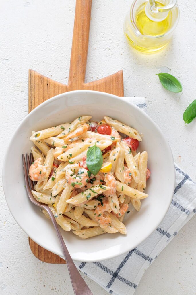 creamy shrimp penne pasta