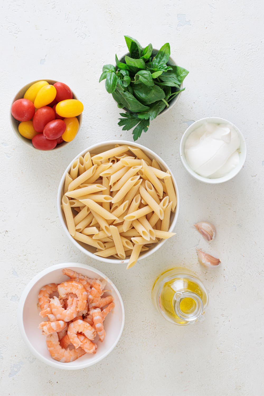 Ingredients for my Shrimp Penne Pasta