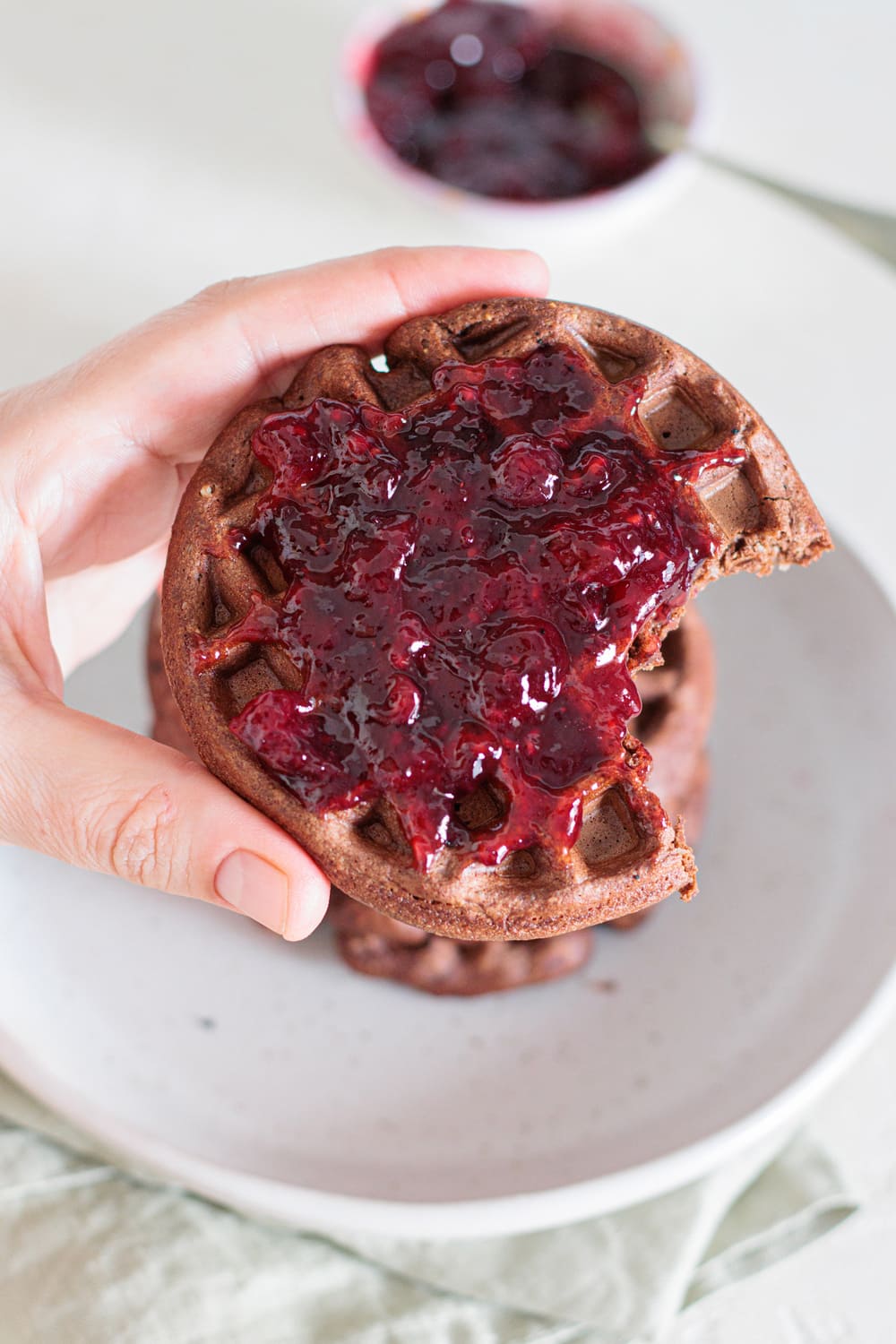 Top with strawberry jam or other topping of your liking and enjoy while still hot.